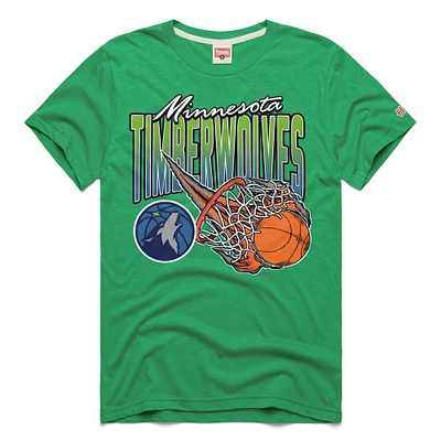 Unisex Homage  Green Minnesota Timberwolves On Fire Tri-Blend T-Shirt
