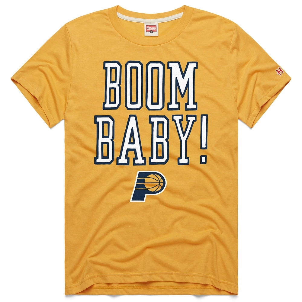 Unisex Homage Gold Indiana Pacers Boom Baby Tri-Blend T-Shirt
