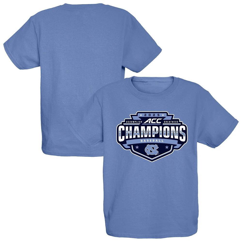 Youth Blue 84 Carolina North Tar Heels 2025 ACC Baseball Conference Tournament Champions Locker Room T-Shirt