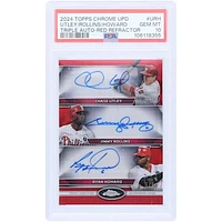 Chase Utley, Jimmy Rollins & Ryan Howard Philadelphia Phillies Autographed 2024 Topps Chrome Update Triple Auto Red Refractor #CTA-URH #5/5 PSA Authenticated 10 Card