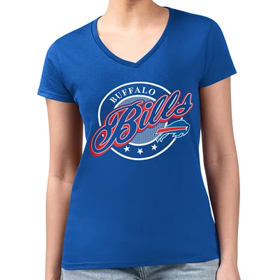 Women's G-III 4Her by Carl Banks Royal Buffalo Bills Pinstripe Circle Fitted V-Neck T-Shirt