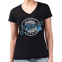 Women's G-III 4Her by Carl Banks Black Detroit Lions Pinstripe Circle Fitted V-Neck T-Shirt