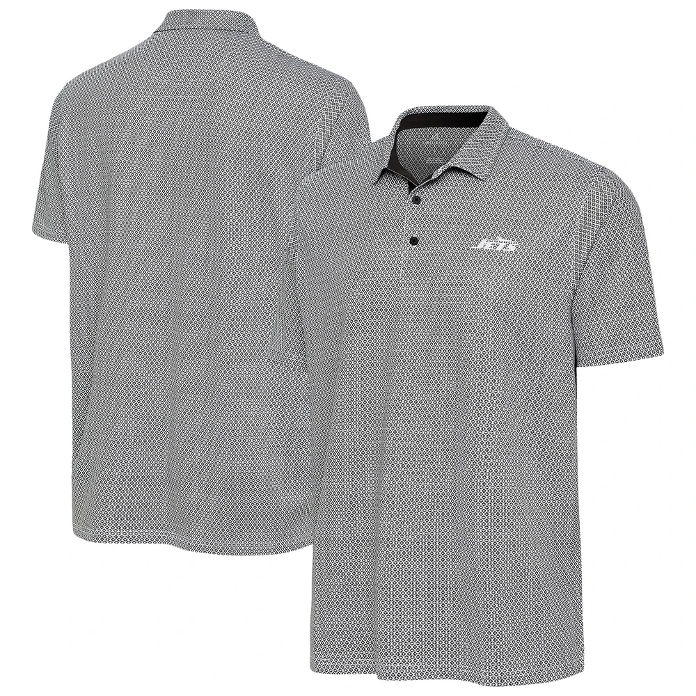 Women's Antigua Black/White New York Jets Intersect Polo