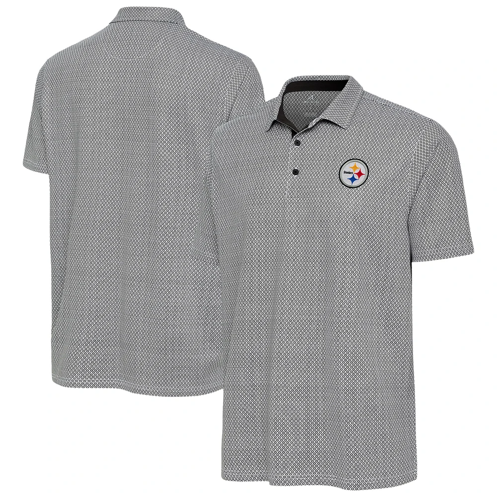 Women's Antigua Black/White Pittsburgh Steelers Intersect Polo