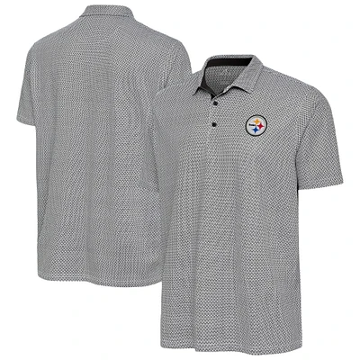 Women's Antigua Black/White Pittsburgh Steelers Intersect Polo