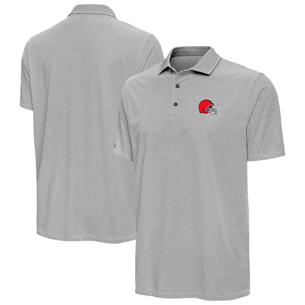 Men's Antigua Black/White Cleveland Browns Pave Polo