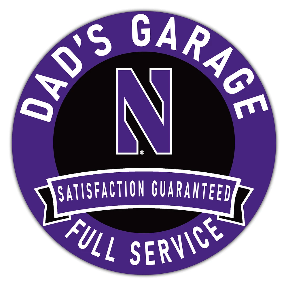 Northwestern Wildcats 16" x 16" Dad's Garage Wood Sign
