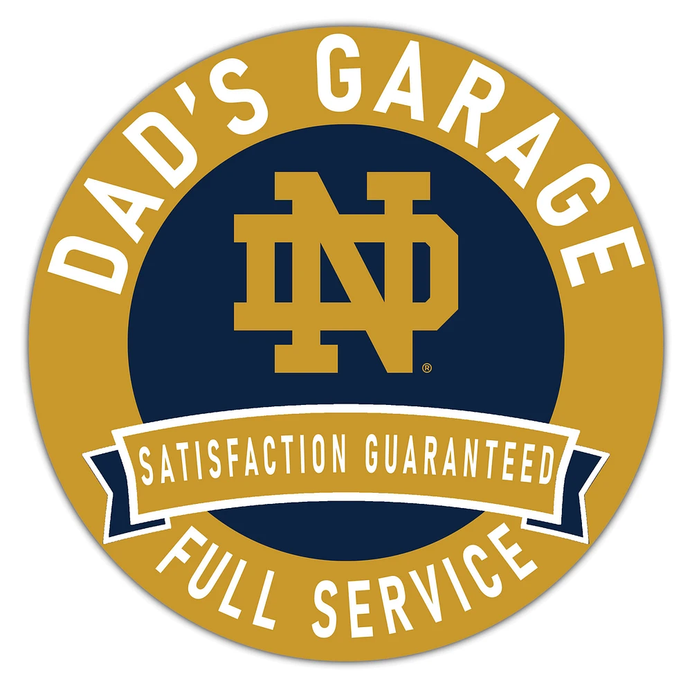 Notre Dame Fighting Irish 16" x 16" Dad's Garage Wood Sign