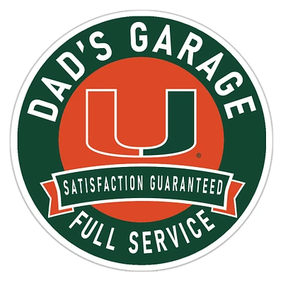Miami Hurricanes 16" Dad's Garage Wood Sign