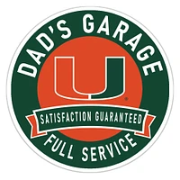 Miami Hurricanes 16" Dad's Garage Wood Sign