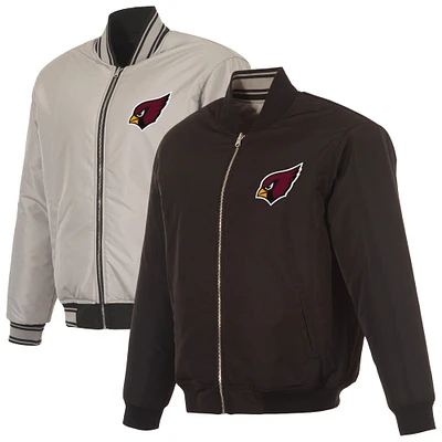 Men's JH Design  Black/Gray Arizona Cardinals Full-Zip Reversible Flight Jacket