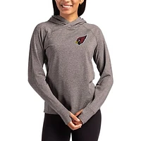 Women's Cutter & Buck Heather Charcoal Arizona Cardinals Primary Logo Adapt Knit Recycled Raglan Pullover Hoodie