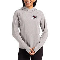 Women's Cutter & Buck Heather Gray Kansas City Chiefs Primary Logo Adapt Knit Recycled Raglan Pullover Hoodie