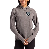 Women's Cutter & Buck Heather Charcoal Las Vegas Raiders Primary Logo Adapt Knit Recycled Raglan Pullover Hoodie