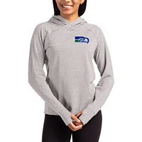 Women's Cutter & Buck Heather Gray Seattle Seahawks Throwback Logo Adapt Knit Recycled Raglan Pullover Hoodie