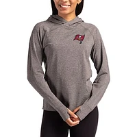 Women's Cutter & Buck Heather Charcoal Tampa Bay Buccaneers Primary Logo Adapt Knit Recycled Raglan Pullover Hoodie