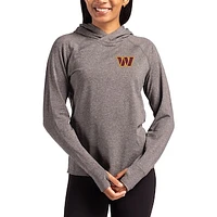 Women's Cutter & Buck Heather Charcoal Washington Commanders Primary Logo Adapt Knit Recycled Raglan Pullover Hoodie