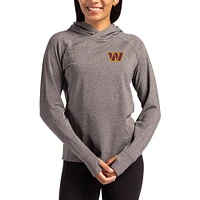 Women's Cutter & Buck Heather Charcoal Washington Commanders Primary Logo Adapt Knit Recycled Raglan Pullover Hoodie