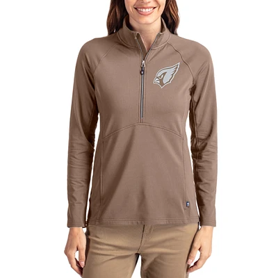 Women's Cutter & Buck Brown Arizona Cardinals Tonal Adapt Eco Knit Stretch Recycled Raglan Half-Zip Pullover