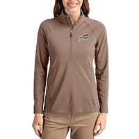 Women's Cutter & Buck Brown Buffalo Bills Tonal Adapt Eco Knit Stretch Recycled Raglan Half-Zip Pullover