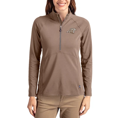 Women's Cutter & Buck Brown Carolina Panthers Tonal Adapt Eco Knit Stretch Recycled Raglan Half-Zip Pullover