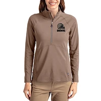 Women's Cutter & Buck Brown Cleveland Browns Tonal Adapt Eco Knit Stretch Recycled Raglan Half-Zip Pullover