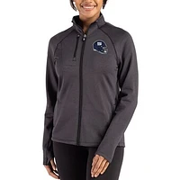 Women's Cutter & Buck Heather Black New York Giants Peshastin Fleece Recycled Raglan Full-Zip Jacket
