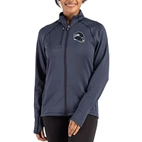 Women's Cutter & Buck Heather Navy Seattle Seahawks Peshastin Fleece Recycled Raglan Full-Zip Jacket