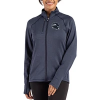 Women's Cutter & Buck Heather Navy Seattle Seahawks Peshastin Fleece Recycled Raglan Full-Zip Jacket