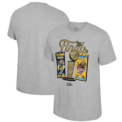 Unisex Stadium Essentials Heather Gray Indiana Pacers vs. Oklahoma City Thunder 2025 NBA Finals Ticket Matchup T-Shirt