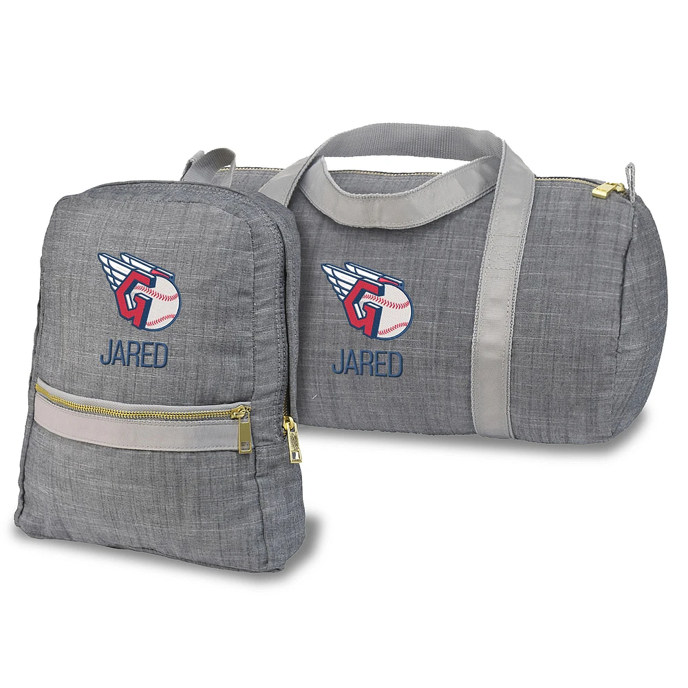 Youth Chad & Jake Gray Cleveland Guardians Personalized Backpack & Duffel Bag Set
