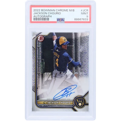 Jackson Chourio Milwaukee Brewers Autographed 2022 Bowman Chrome Mega Box #BCMA-JCR PSA Authenticated 9 Card