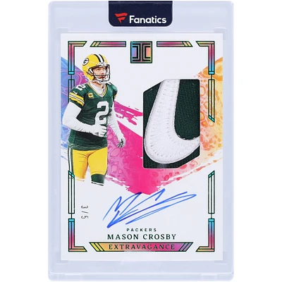 Mason Crosby Green Bay Packers Autographed 2024 Panini Impeccable Nike Swoosh Relic #EPA-MCY #3/5 Card