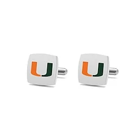FanDrip Silver Miami Hurricanes Cufflinks
