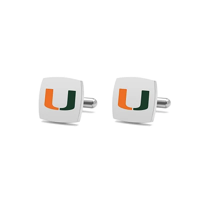FanDrip Silver Miami Hurricanes Cufflinks