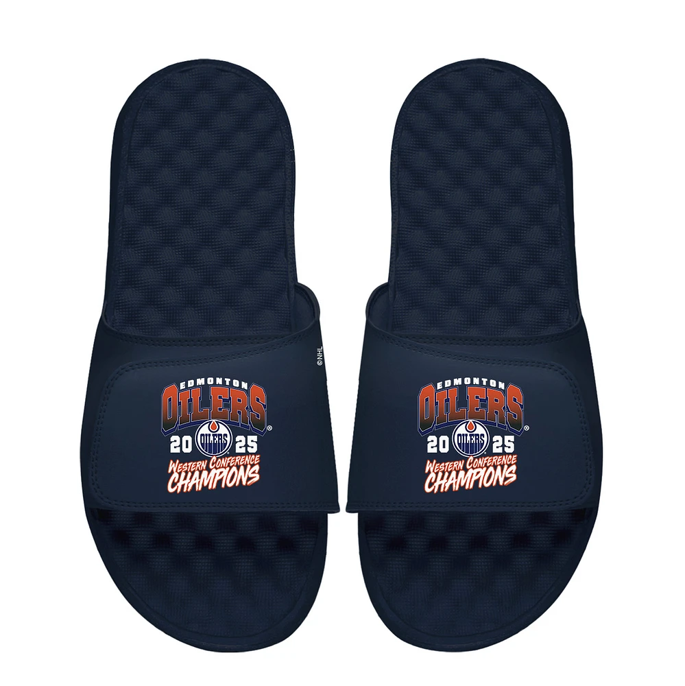 Unisex ISlide Navy Edmonton Oilers 2025 Western Conference Finals Champions Slide Sandals