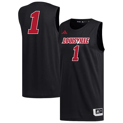 Men's adidas #1 Black Louisville Cardinals Replica Basketball Jersey