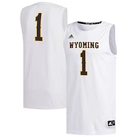 Men's adidas #1 White Wyoming Cowboys Replica Basketball Jersey