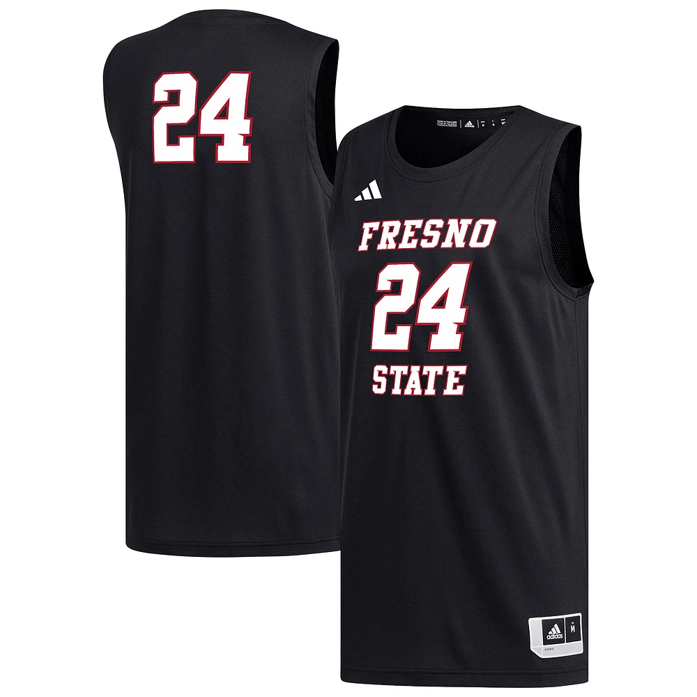 Men's adidas #24 Black Fresno State Bulldogs Replica Basketball Jersey