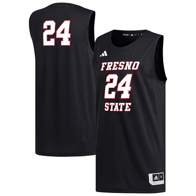 Men's adidas #24 Black Fresno State Bulldogs Replica Basketball Jersey
