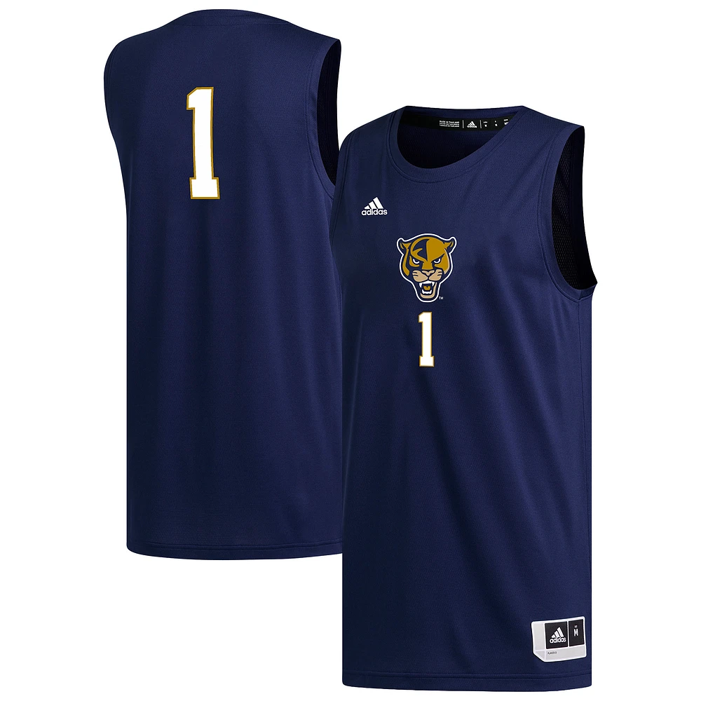 Men's adidas #1 Navy FIU Panthers Replica Basketball Jersey