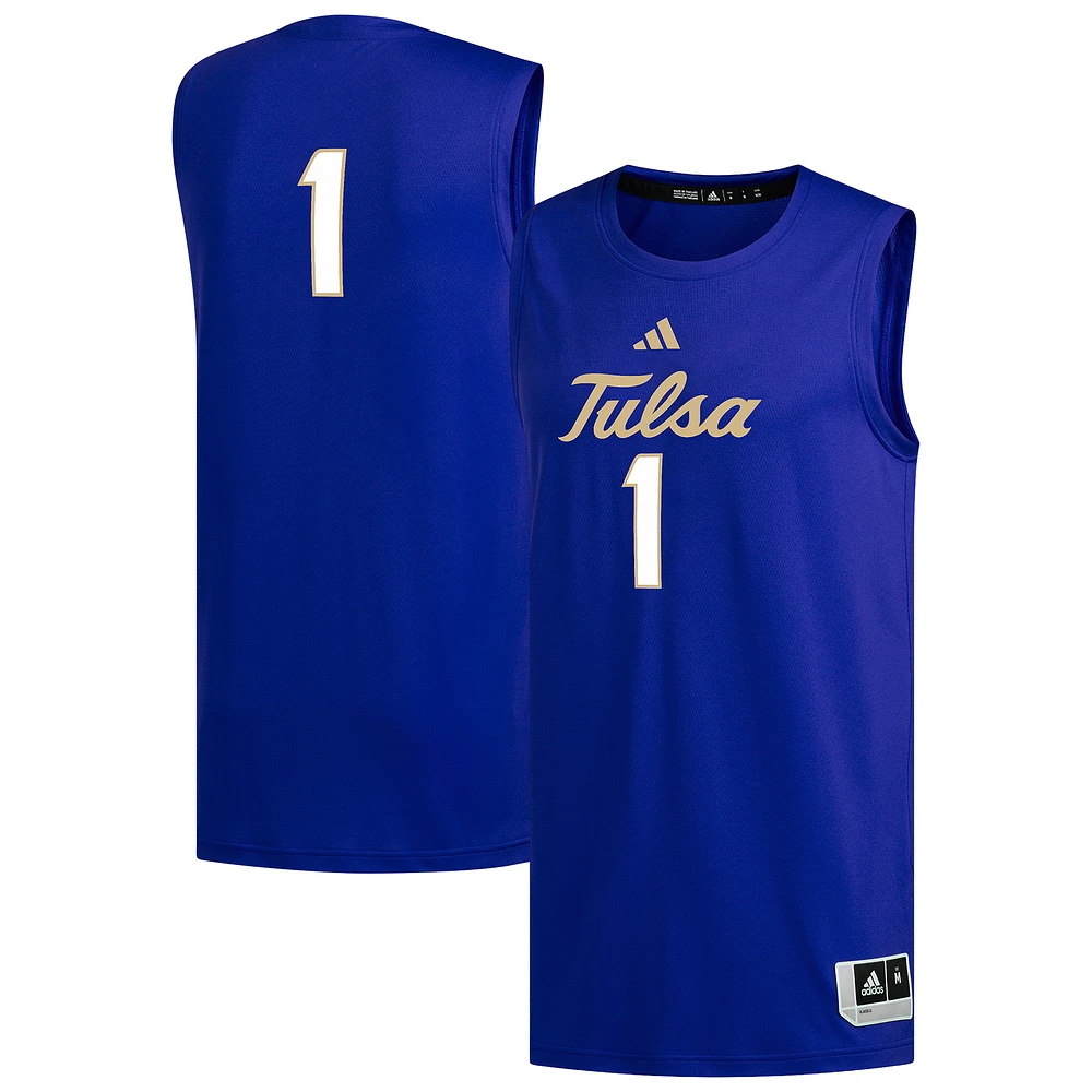 Men's adidas #1 Royal Tulsa Golden Hurricane Replica Basketball Jersey