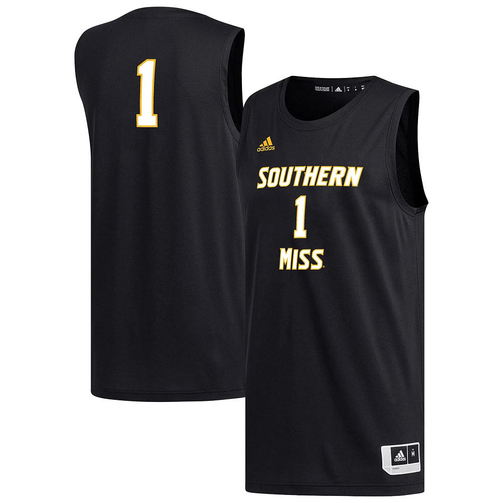 Men's adidas #1 Black Southern Miss Golden Eagles Replica Basketball Jersey