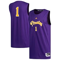 Men's adidas #1 Purple ECU Pirates Replica Basketball Jersey