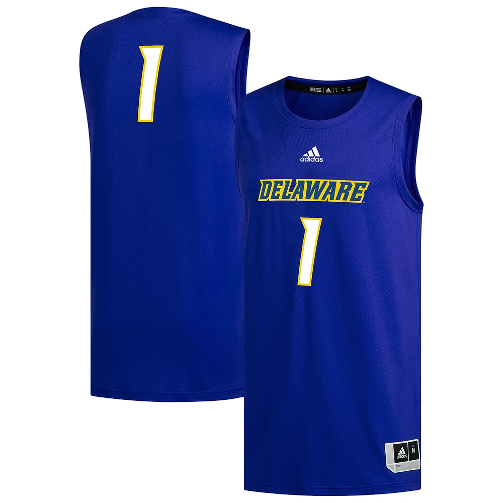 Men's adidas #1 Royal Delaware Fightin' Blue Hens Replica Basketball Jersey