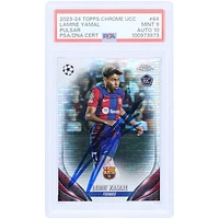 Lamine Yamal Barcelona Autographed 2023-24 Topps Chrome UCC Pulsar #64 PSA Authenticated 9/10 Rookie Card