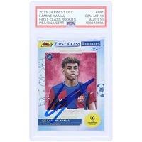 Lamine Yamal Barcelona Autographed 2023-24 Topps Finest UCC First Class Rookies #FR-1 PSA Authenticated 10/10 Rookie Card