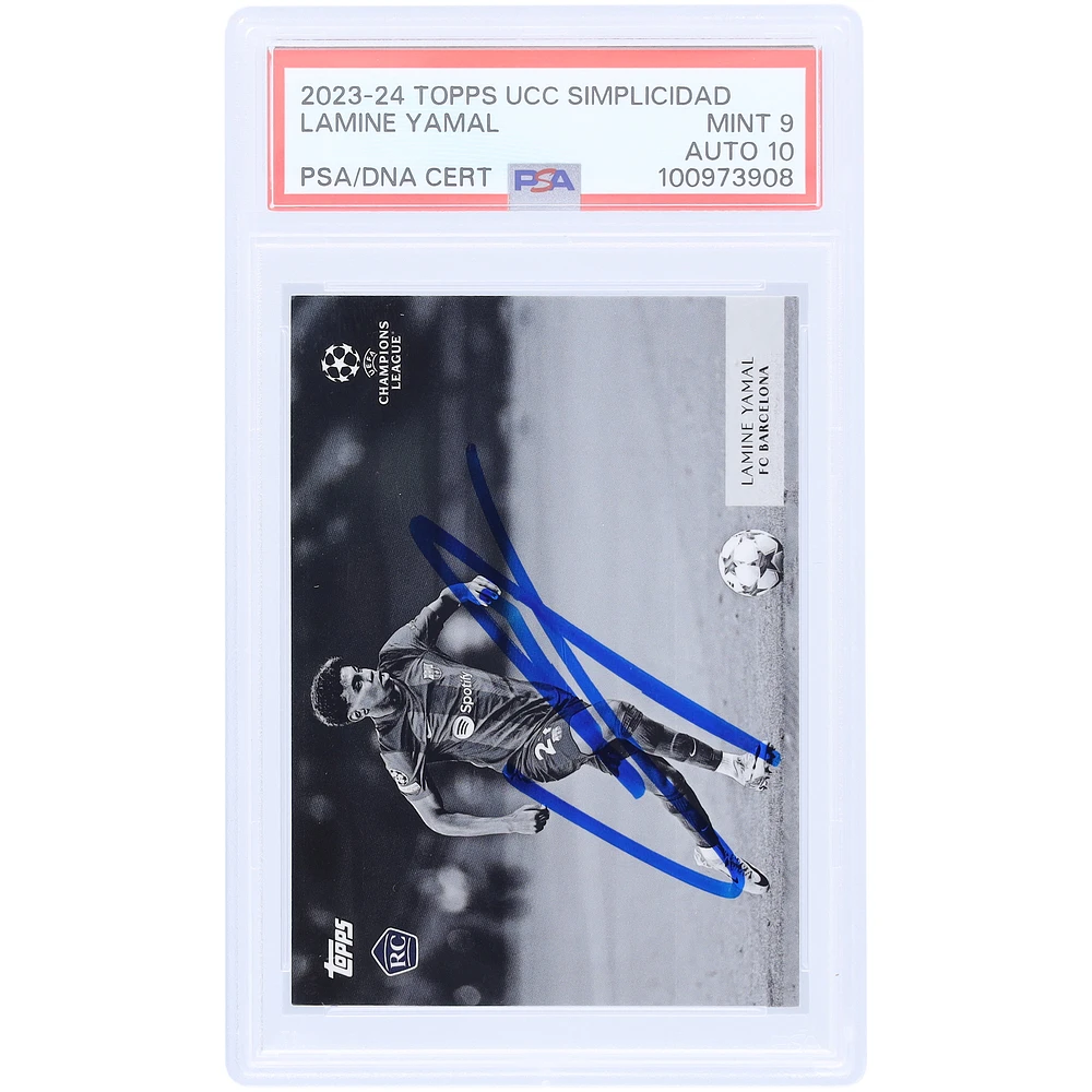 Lamine Yamal Barcelona Autographed 2023-24 Topps UCC Simplicidad #LY PSA Authenticated 9/10 Rookie Card