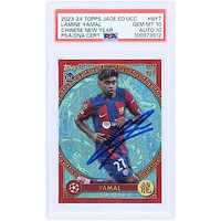 Lamine Yamal Barcelona Autographed 2023-24 Topps Jade Edition UCC Chinese New Year #NY-7 PSA Authenticated 10/10 Rookie Card
