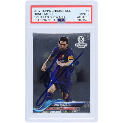 Lionel Messi Barcelona Autographed Topps Chrome UCL #1 PSA Authenticated /10 Card